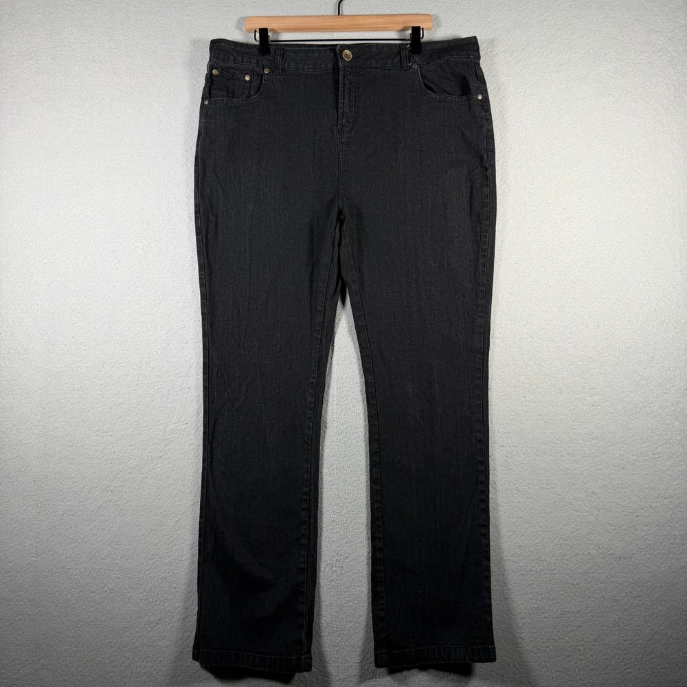 NoFuze Womens Plus Size 20 Black Straight Leg Jeans Cotton Stretch RN 66893